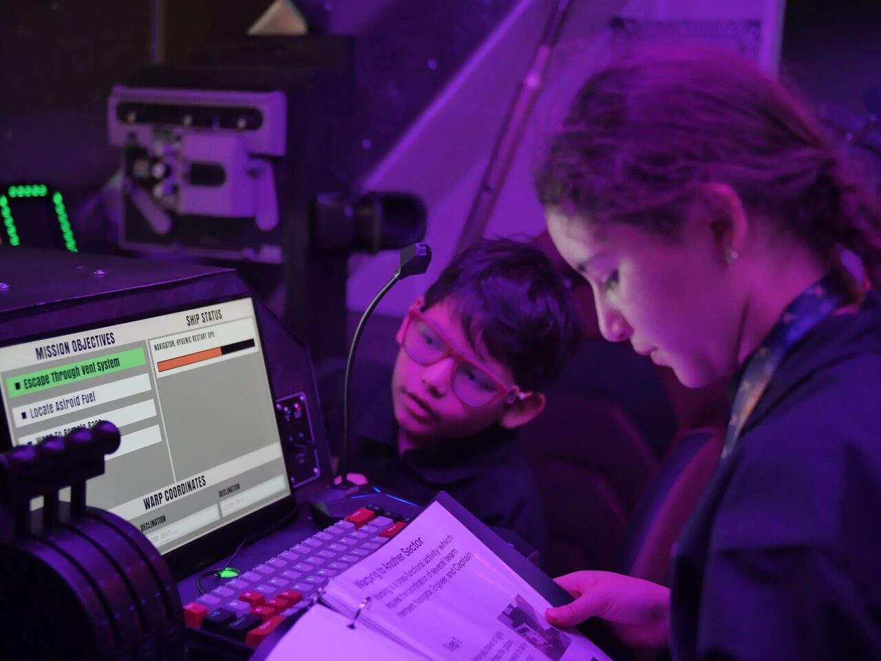 Odyssey console operations station with mission controls